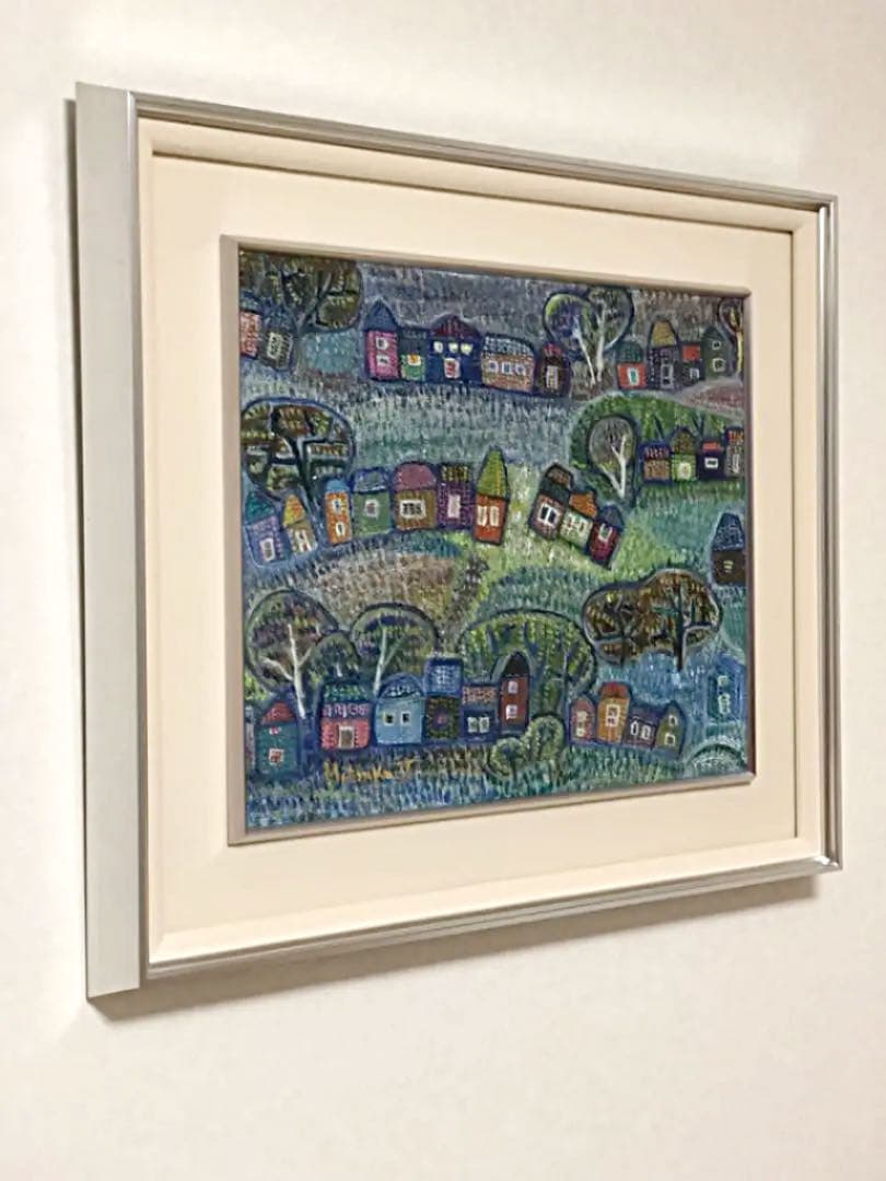 絵画 額装 Mituko.T作 油絵 街並み