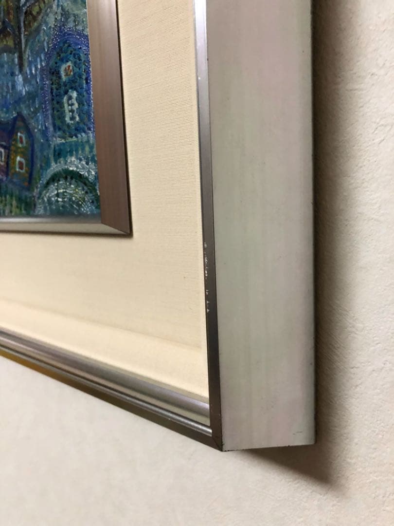 絵画 額装 Mituko.T作 油絵 街並み