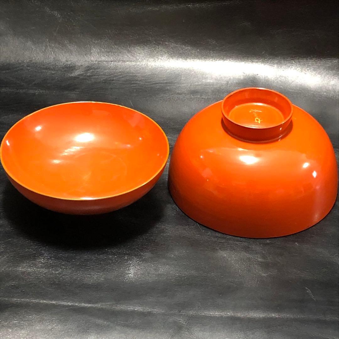 古美術品◆蔵から縁起の良い3羽の鶴が松、竹、梅の華を咥えて優雅に飛ぶ漆塗りのお椀