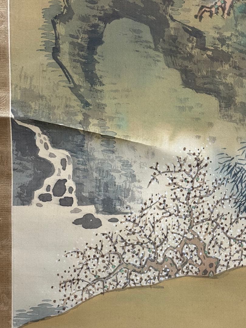 高橋　耕雲筆　蓬莱山水　絹本肉筆　青緑山水　漢画南宗派　共箱　送料込み1023