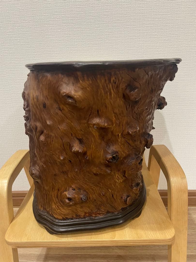 火鉢　筆筒　掛軸入れ　大振り　骨董　古美術　アンティーク　中国　古玩　木製