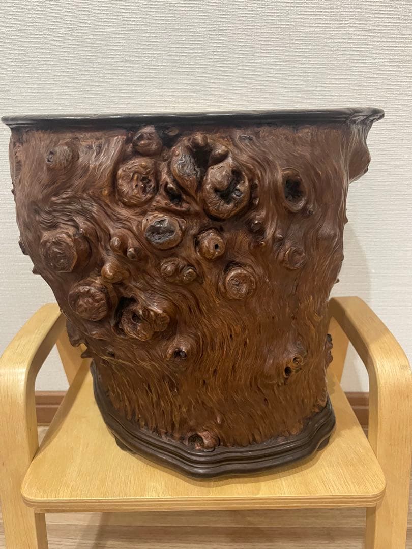 火鉢　筆筒　掛軸入れ　大振り　骨董　古美術　アンティーク　中国　古玩　木製