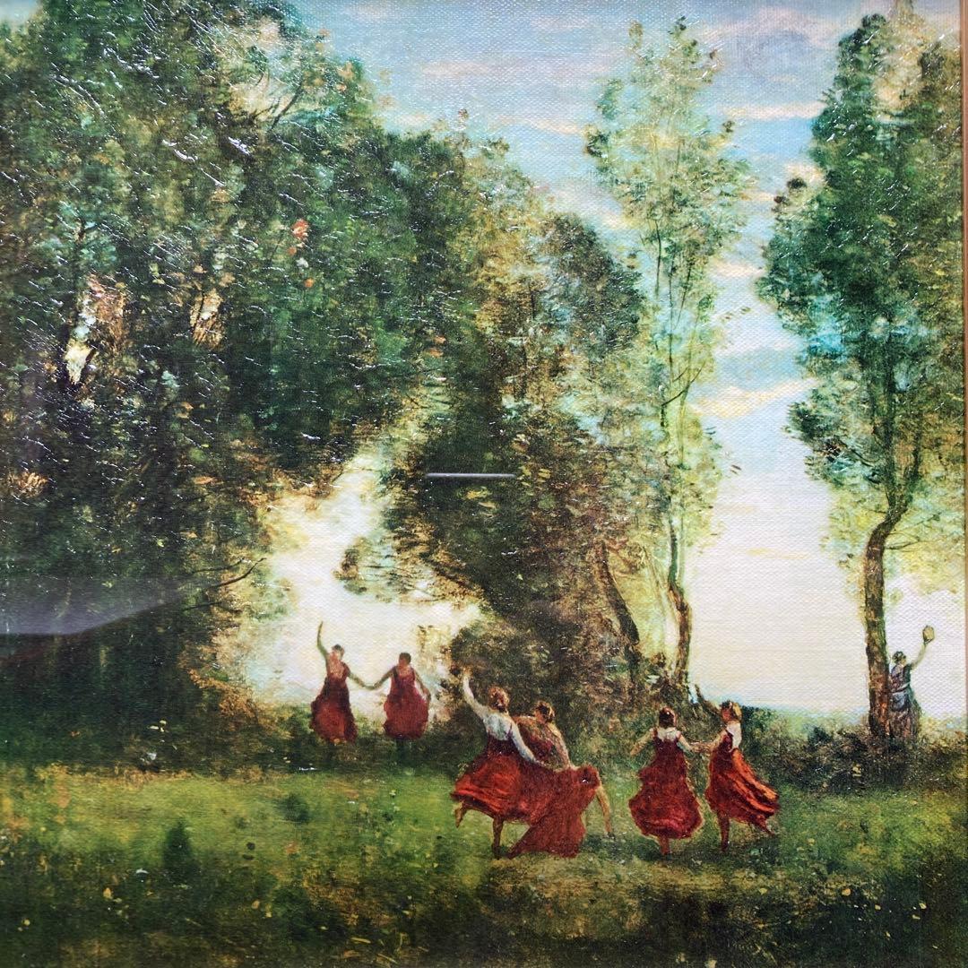 コロー「朝、 ニンフの踊り」 複製絵画 32×41CM額縁41.5×50.5CM