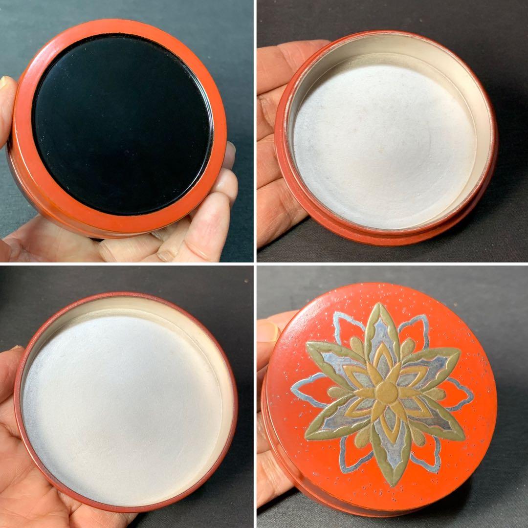 E127 送料無料　香合　在銘　時代蒔絵　共箱　茶道具　茶室　茶道　漆器　香道具