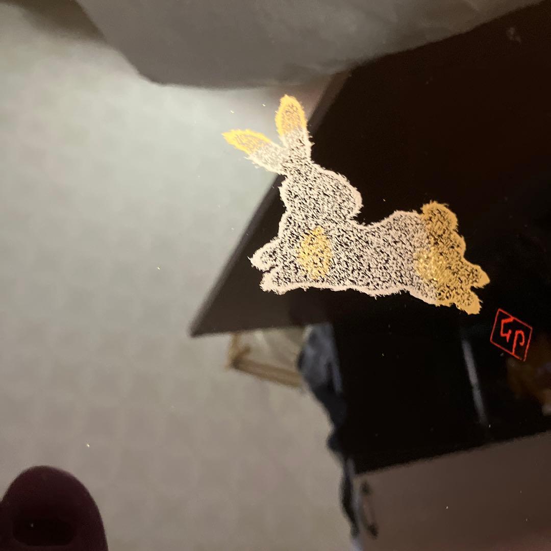 漆器 ウサギの絵柄 四角いトレーとプレートセット