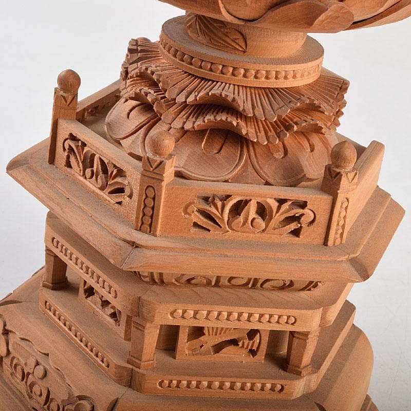 仏教美術　白檀彫刻　色彩木彫　大日如来坐像(金剛界)　仏像　置物　F　R9395