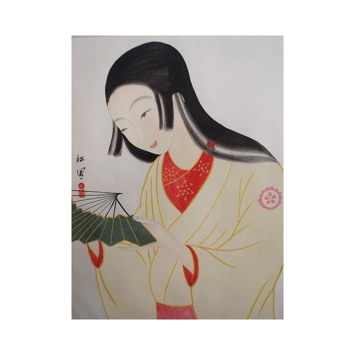 日本画★上村　松園　画伯肉筆★