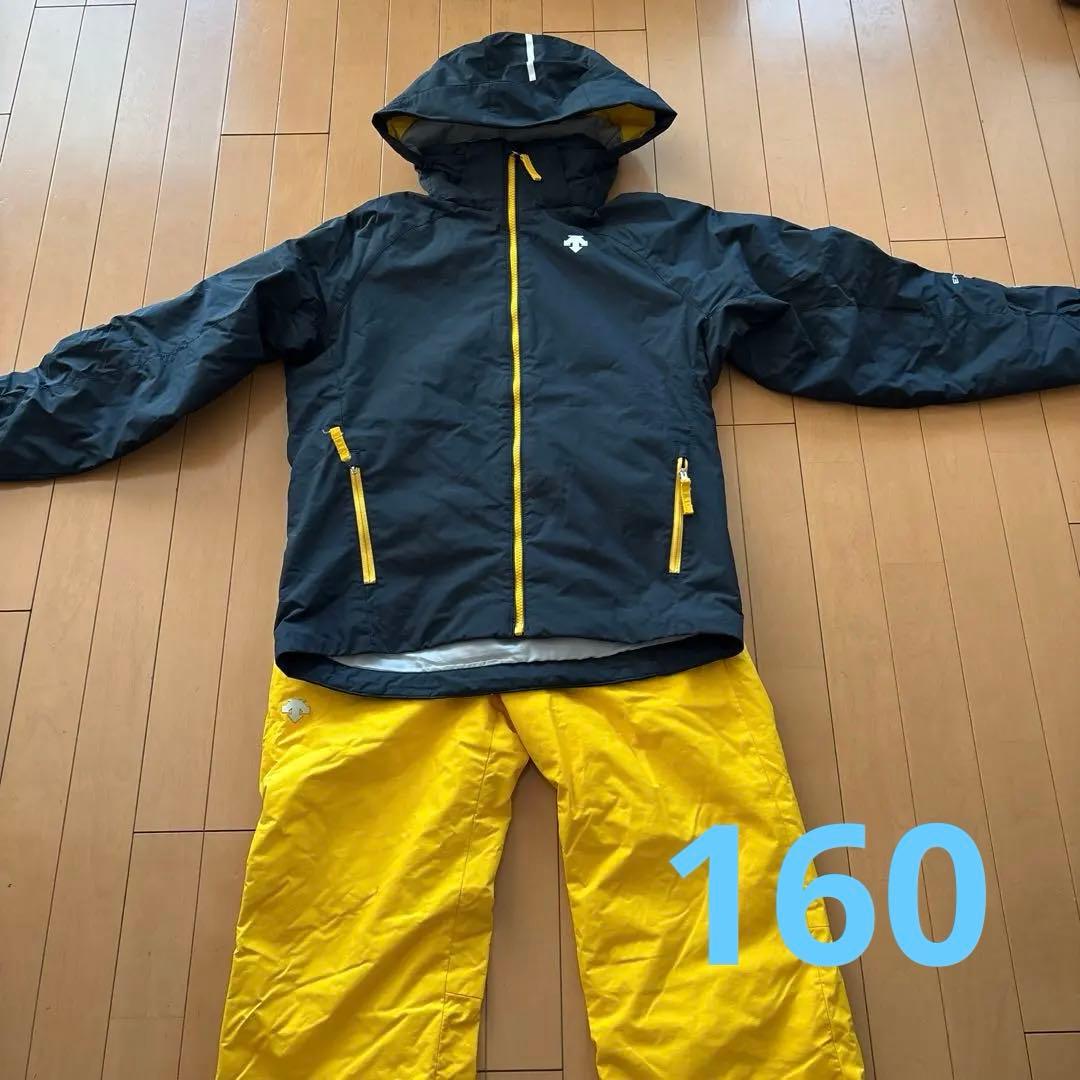 美品☆DESCENTE 子ども用スキーウェア 紺色/黄色 160
