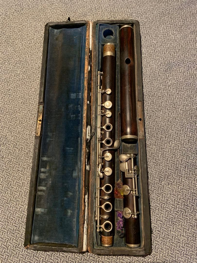 【19世紀オリジナル】円錐ベーム式木製フルート　19世紀末パリ製　コーカスウッド