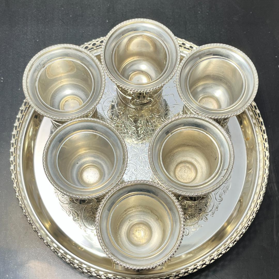 【VINERS】 ライオンのホルダー6個 / 透かしのトレー【シルバープレート】