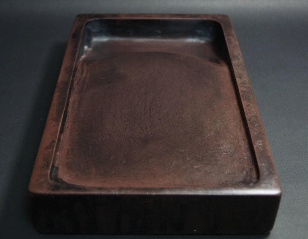 書道具 大型端渓硯 唐木硯台蓋付 重さ3.6KG★時代物★