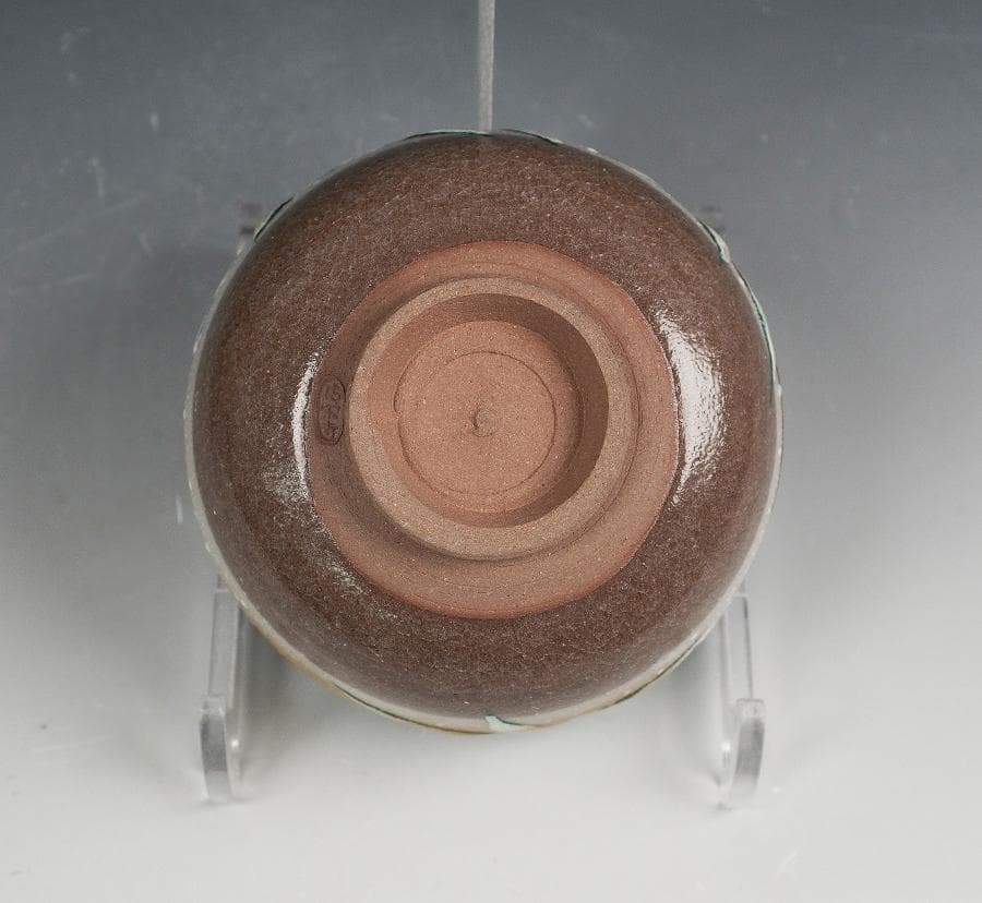 清閑寺 杉田祥平 色絵乾山雪笹画茶碗 共箱 茶道具