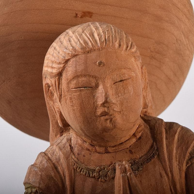 mi　仏教美術　木彫　普賢菩薩像　仏像　置物　共箱　V　7995