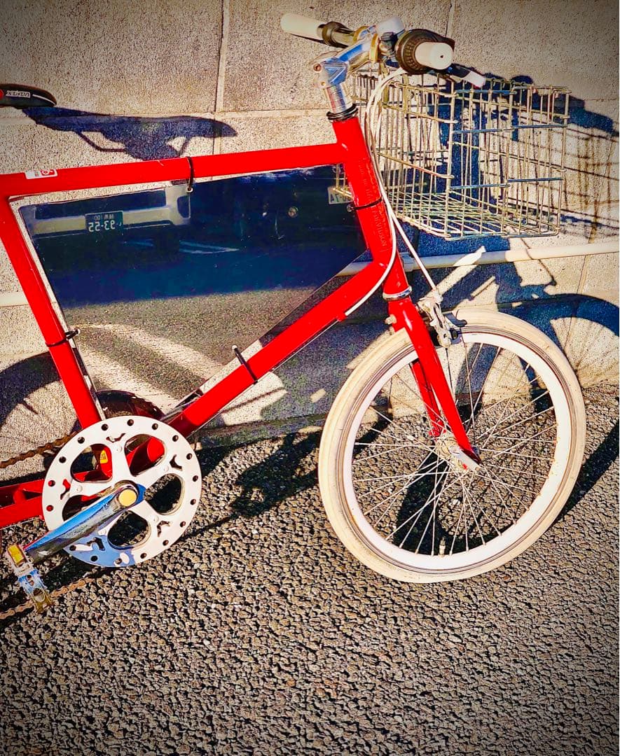 東京☆オシャレな鏡面看板付のミニベロ自転車♠︎ビンテージ古着屋カフェ等の広告塔に