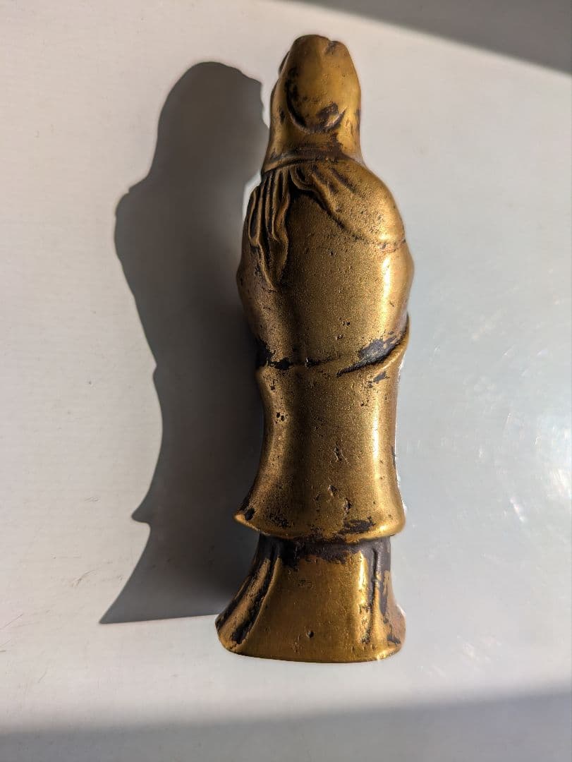 鍍金　観音像　リアルなお顔立ち