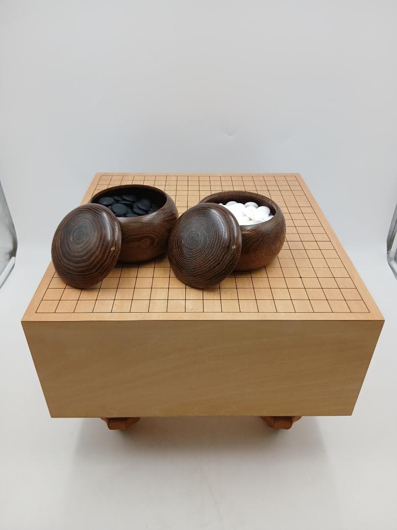 生駒碁盤 ＋ はまぐり碁石　セット　厚み18㎝　囲碁