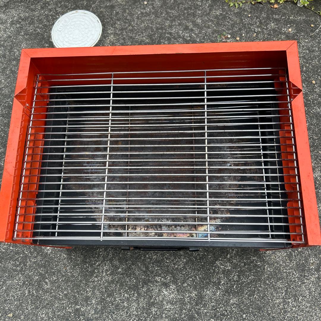 【値下げ】赤いスチール2段式グリル　BBQ バーベキュー