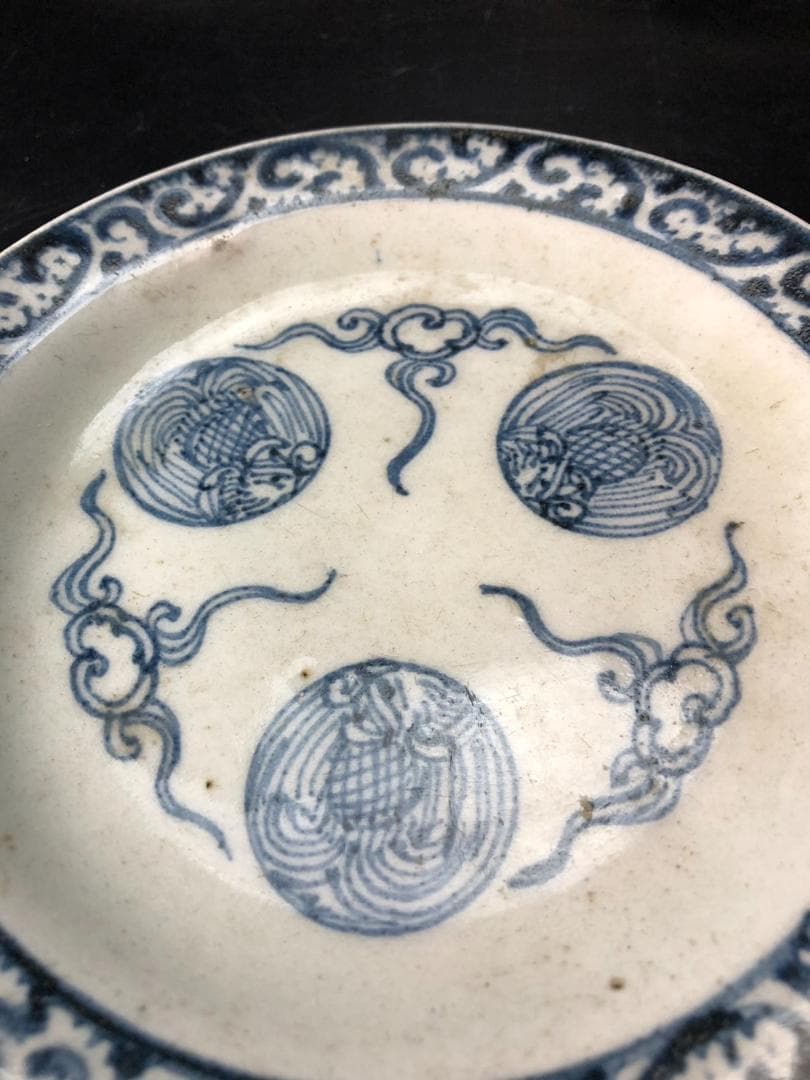 古伊万里 唐草丸散紋 皿 六件 φ16.5cm 旧家蔵出