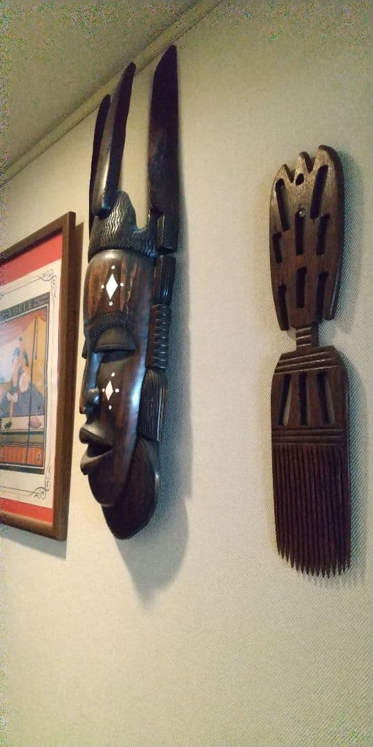 壁飾り 面 セネガル国 民芸品 ランプシェード