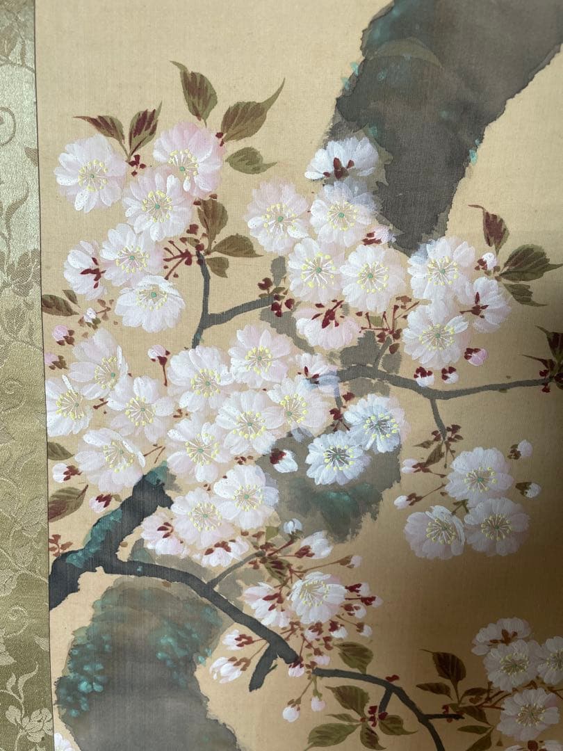 真作　蔵出し　山口華楊　 自筆画「寒牡丹」掛け軸　茶道具