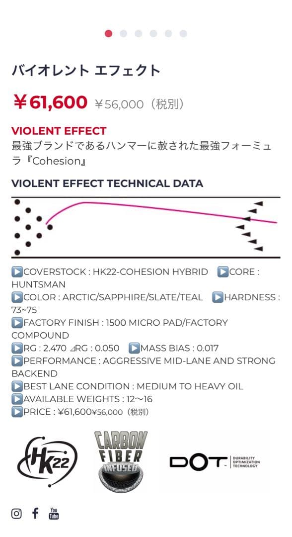 HAMMER VIOLENT EFFECT ボウリングボール 15ポンド