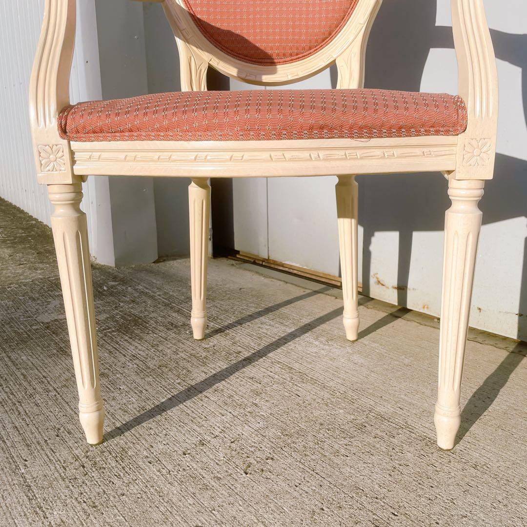 【美品③】ルイ16世様式 フランス華麗チェック織物張 メダリオンアームチェア