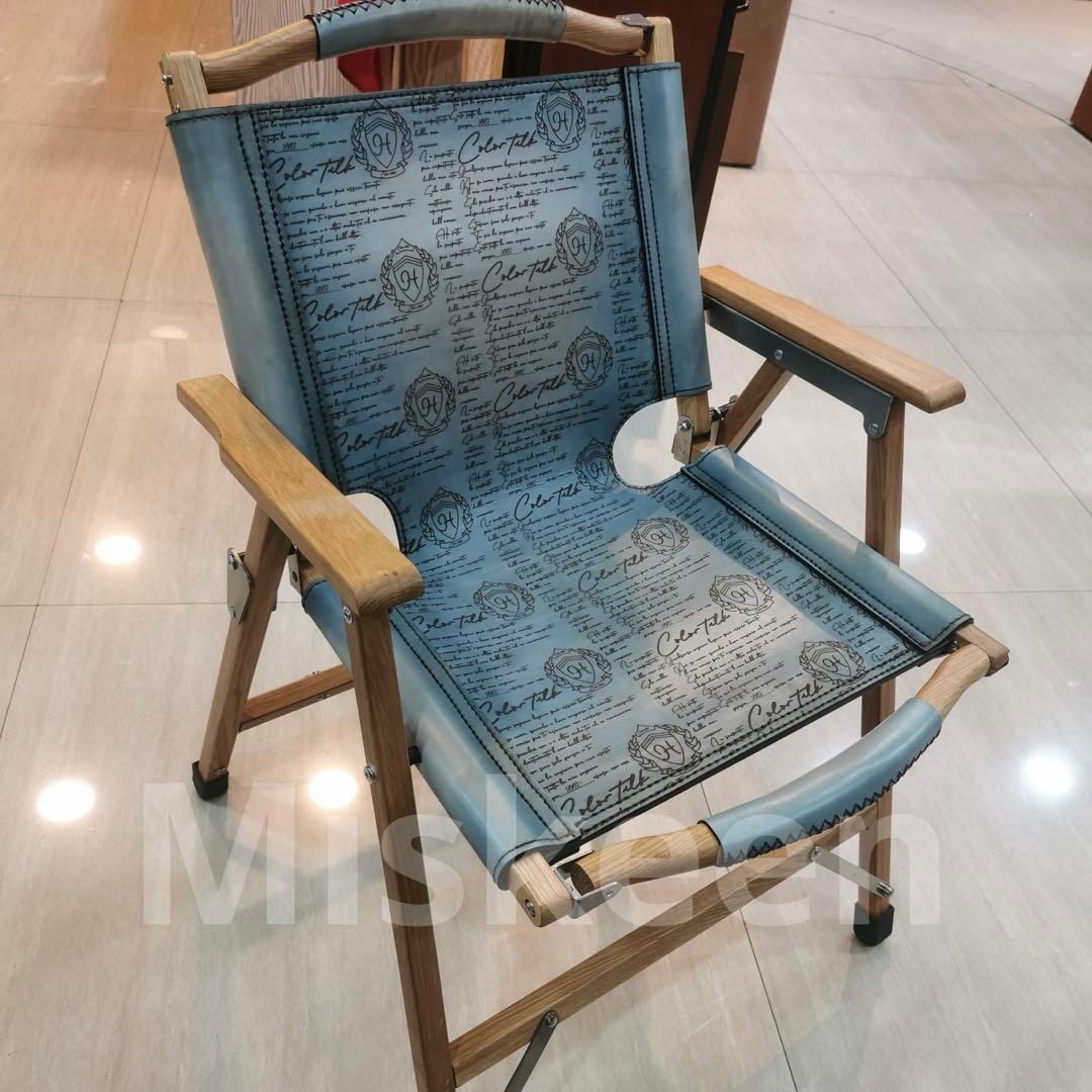 Miskeen アウトドアチェア 復古手書き模様頭層牛皮製クミットチェア