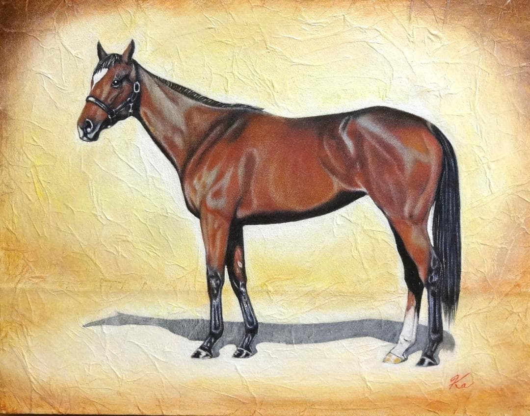 上鈴木正一 油彩画 F6号『ジェンティルドンナ号立ち姿』ロバート様オーダー作品。