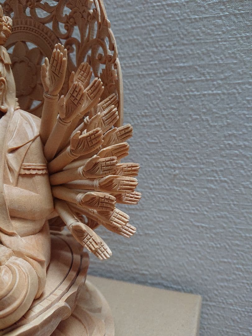 総柘植材 千手観音仏像