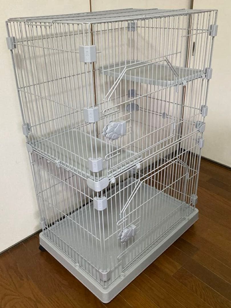 美品キャットケージ2段　キャスター付き