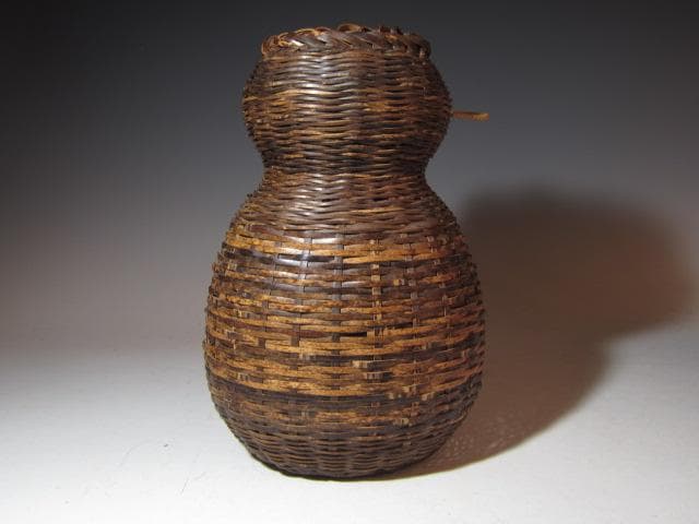 裏千家六代 六閑斎在判 篭花入「端月」八代 又玄斎 一燈追書k549