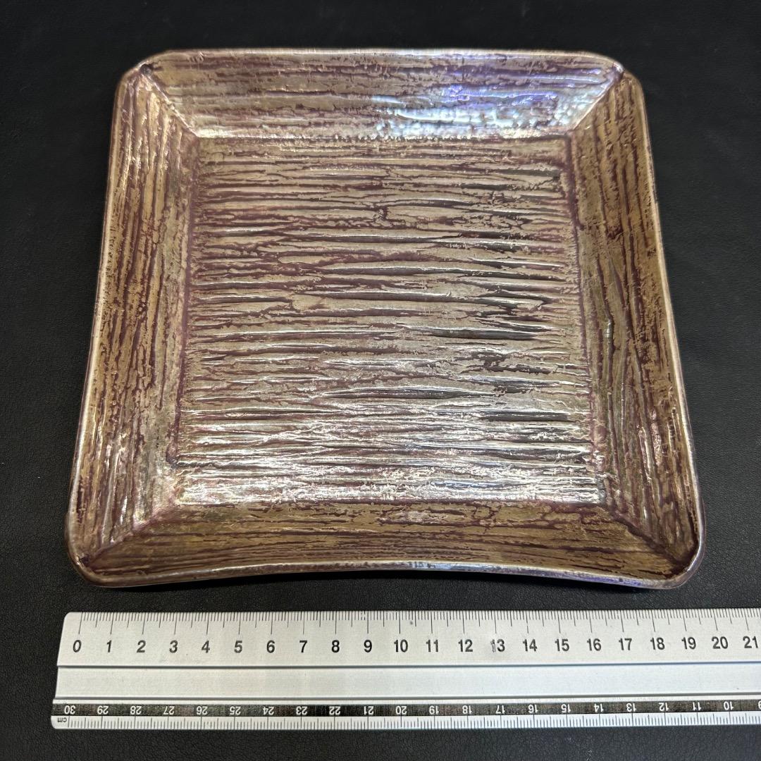 ♡Ec左1008 未使用保管品 中川浄益作 四方盆 木箱 共箱 在印 在銘 落款