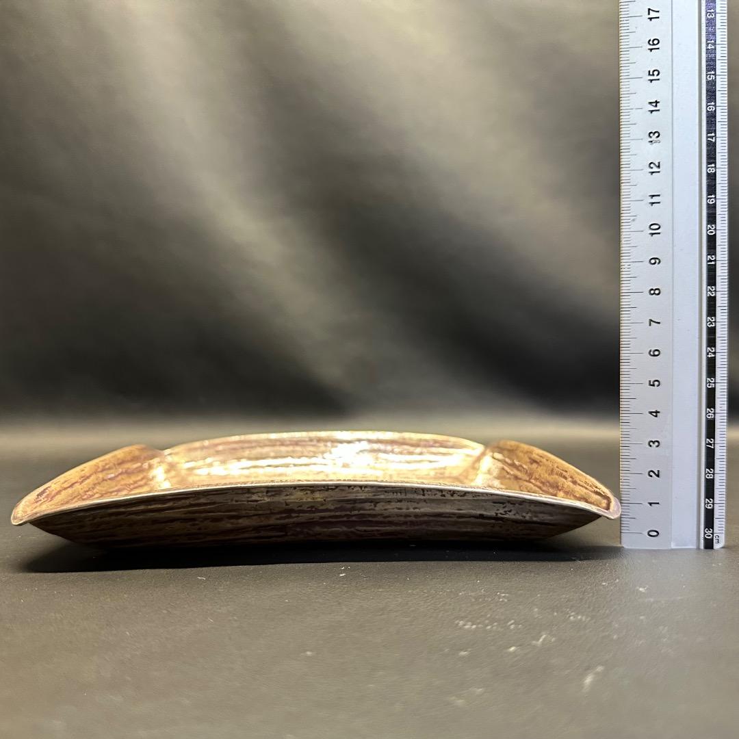 ♡Ec左1008 未使用保管品 中川浄益作 四方盆 木箱 共箱 在印 在銘 落款