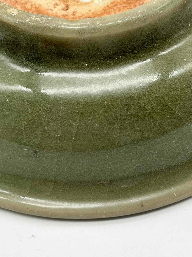 元時代　青磁　龍泉窯茶盞　青磁茶碗 　唐物　古賞物　時代物(D-84)