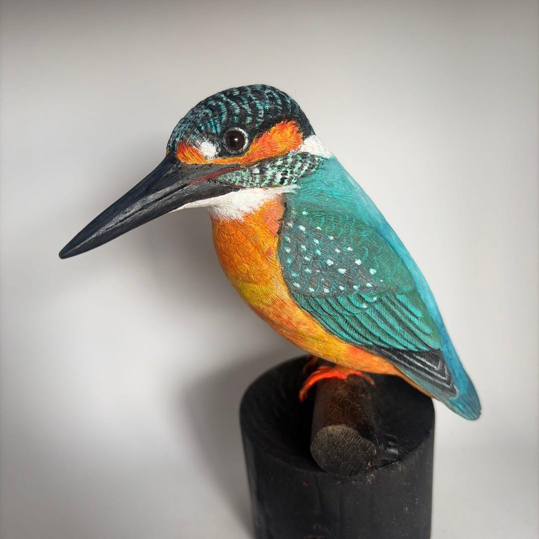 「カワセミ」 木彫りの野鳥　バードカービング　野鳥彫刻