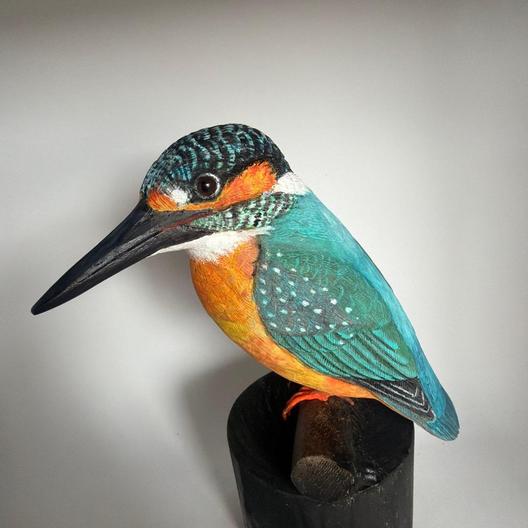 「カワセミ」 木彫りの野鳥　バードカービング　野鳥彫刻