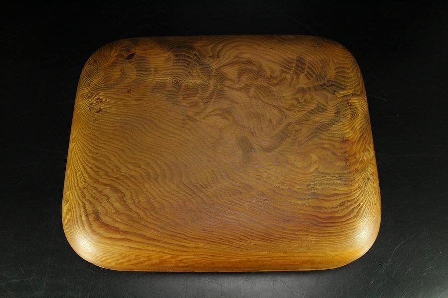 煎茶 松合利盆 古材 刳り貫き 盆 莨盆 作美 共箱(K-RC948)