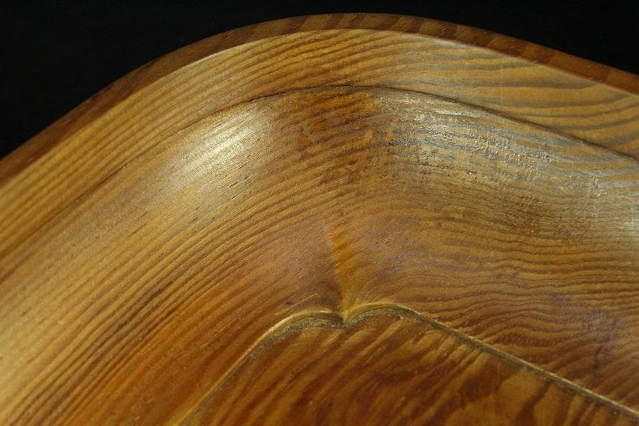 煎茶 松合利盆 古材 刳り貫き 盆 莨盆 作美 共箱(K-RC948)