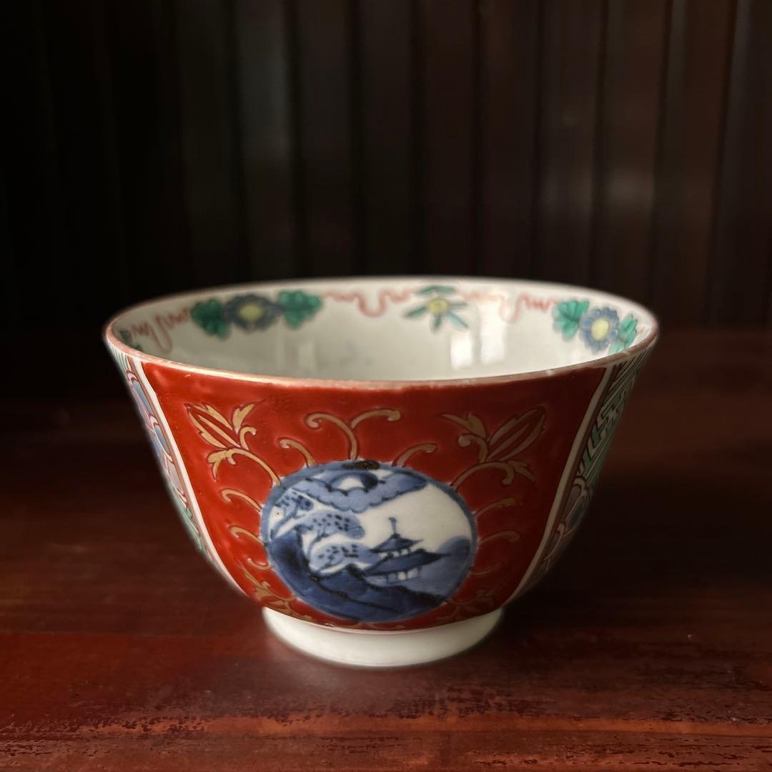 古伊万里錦染　縁反小腕型　江戸中期