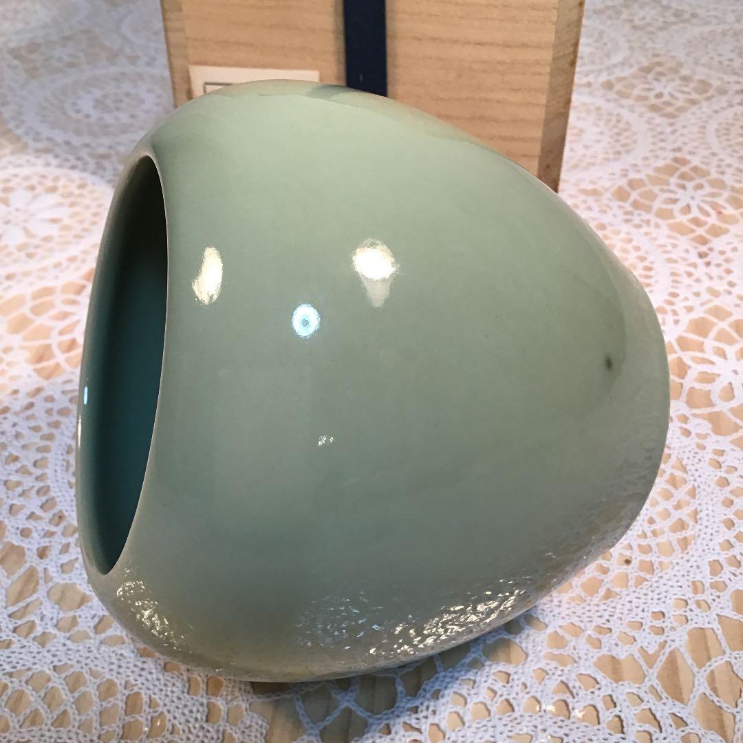 茶道具 火入 青磁火入 明治人間国宝 帝室技藝員 3代 清風 与平 作 Ｎ48a