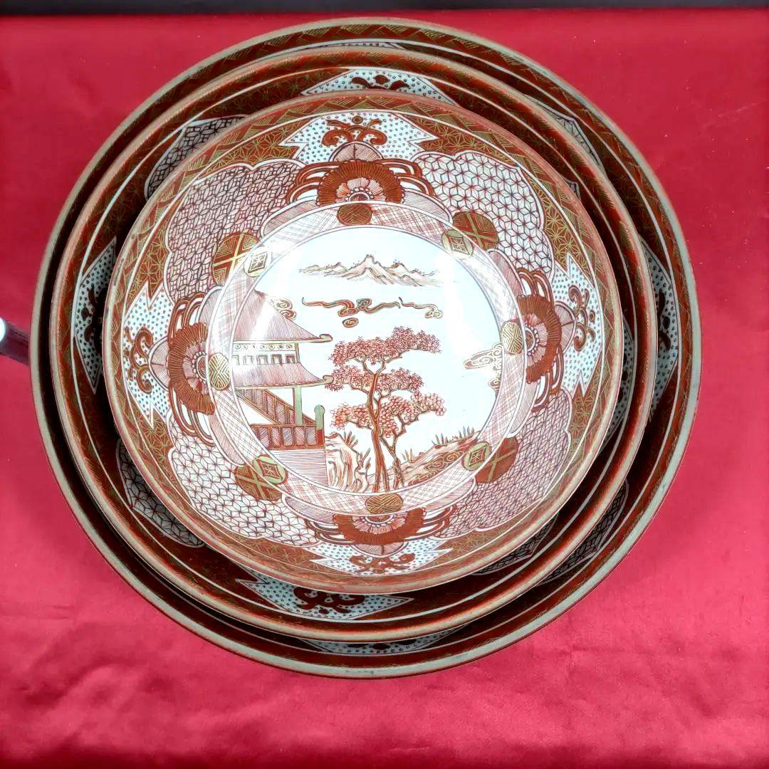 九谷焼　古九谷　金彩　赤絵　三ツ鉢　小鉢　中鉢　大鉢　骨董　希少　明治期