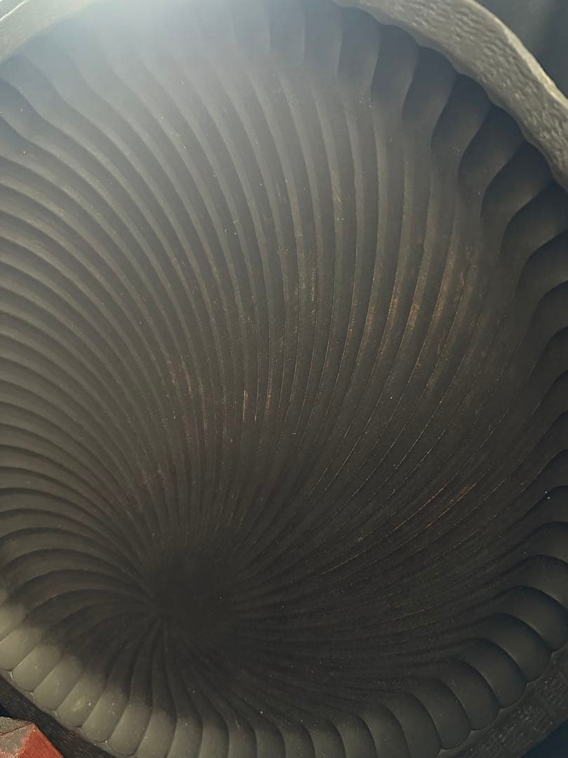 ★木製お盆 手彫り木製トレー/幾何学紋様／アンティーク★