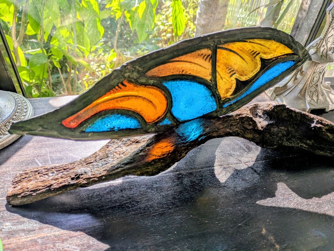 芸術品！天使 の羽 イタリア アンティークステンドグラス 流木アート クリスマス