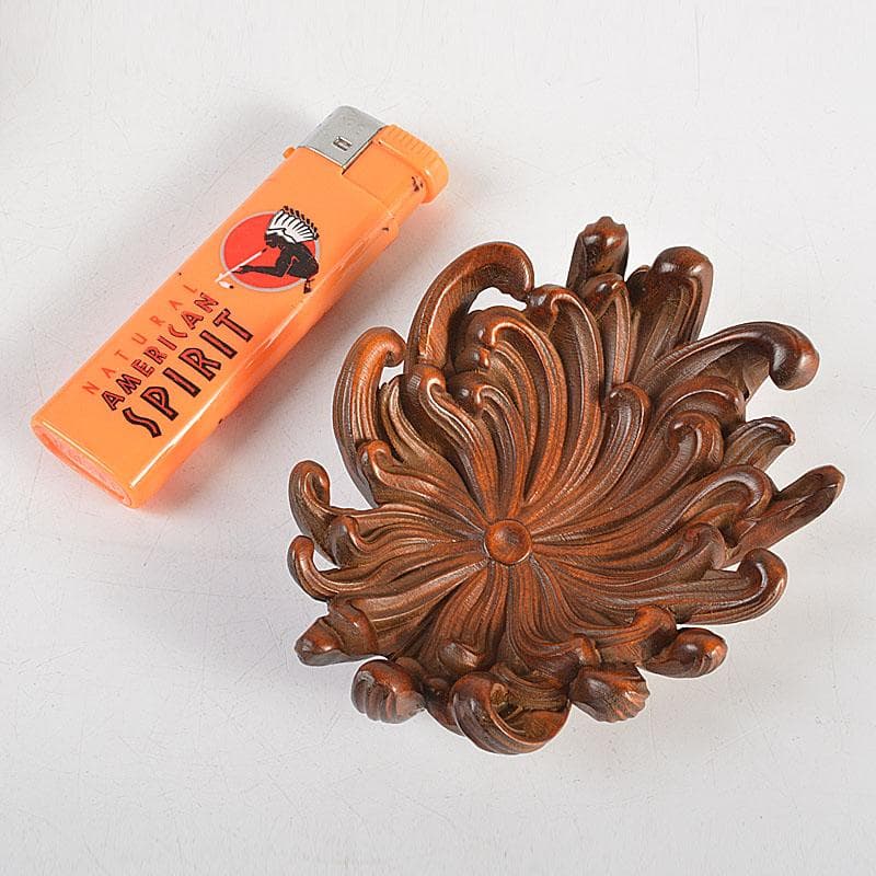 中国　唐木紫檀製　蓮花彫　茶托　5客　M　6751E