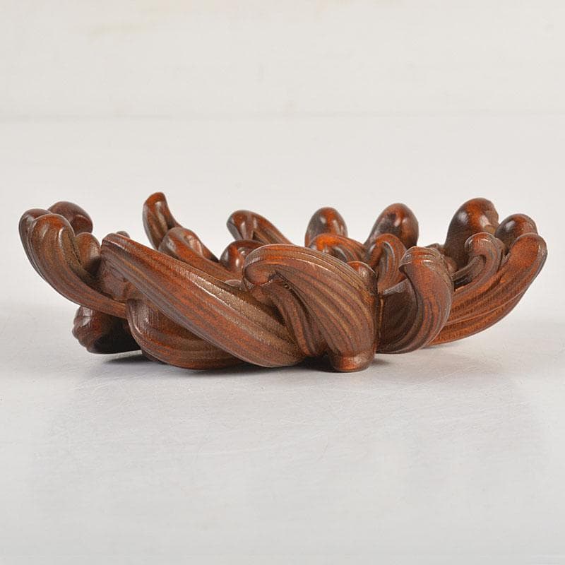 中国　唐木紫檀製　蓮花彫　茶托　5客　M　6751E