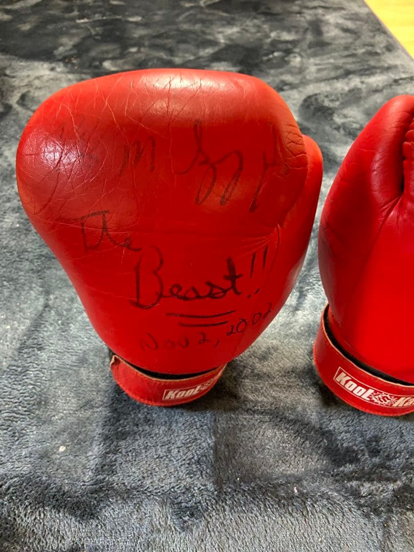 レザー ボクシンググローブ 赤 ボブサップサイン入り