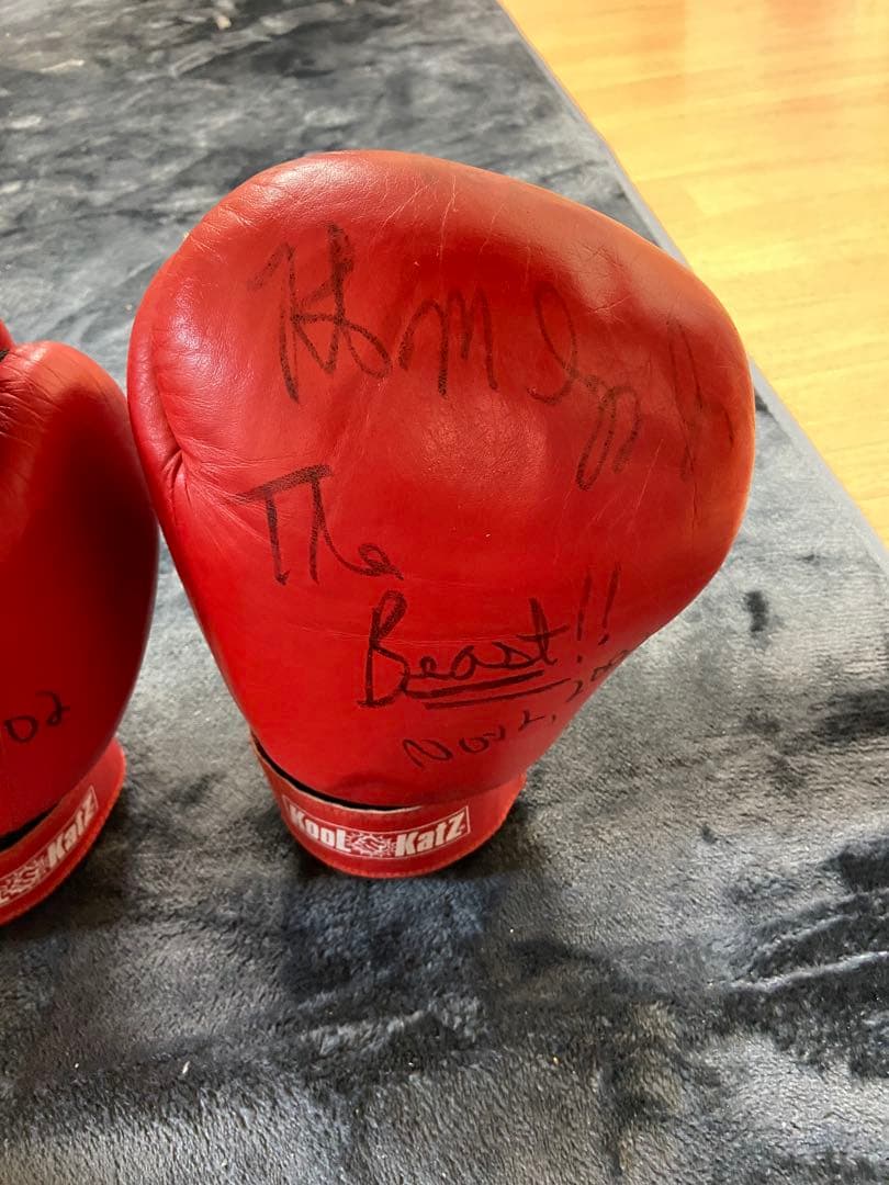 レザー ボクシンググローブ 赤 ボブサップサイン入り