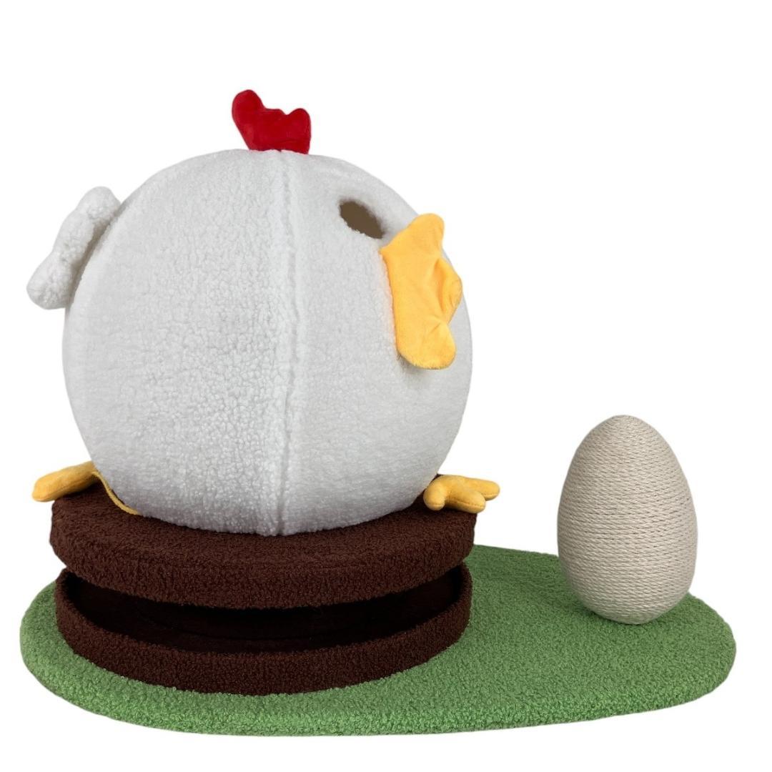 MOFUCATたまご爪とぎ&トラックボールトイ付きニワトリさんキャットハウス猫用