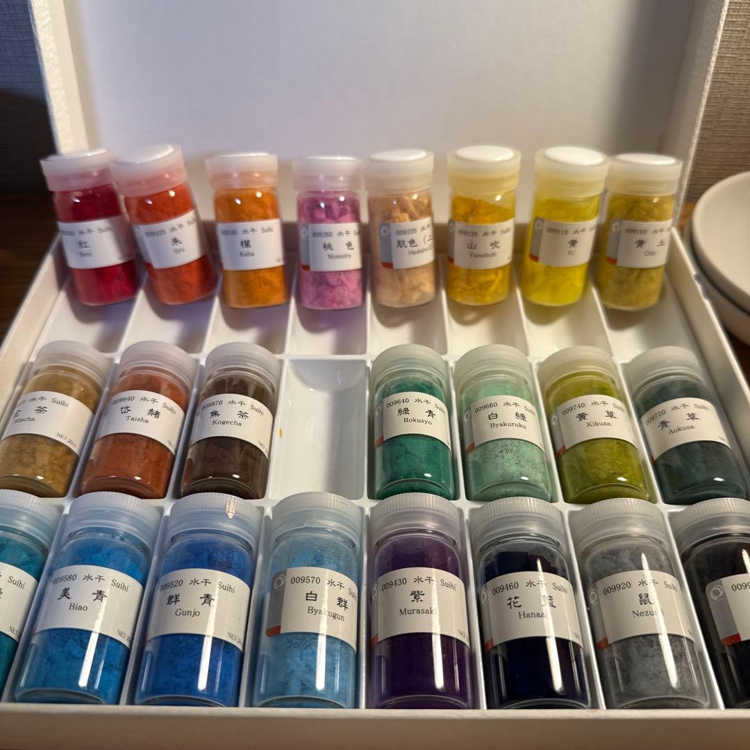 まとめ売り　ナカガワ胡粉　日本画用水干絵具セット 23色＋18色　乳鉢　乳棒　皿