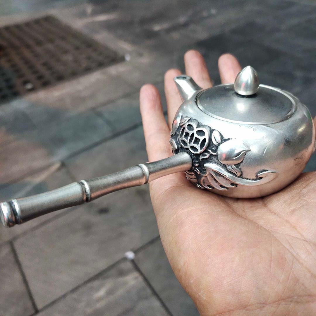 銅 細工 福寿側壺 酒壺 茶壺 家庭 茶道 工芸 置物